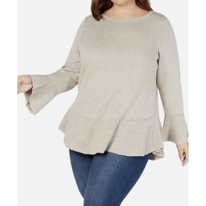 NWT Style & Co ruffled Sweater Womens Size 0X oatmeal beige fall cozy